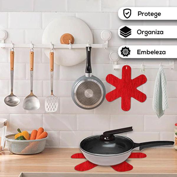 Imagem de 16 Suporte Térmico Para Panela e Pratos de Aço Inox, Porcelana, Cerâmica, Vidro e Madeira - Sisal Vermelho - Protege Mesa