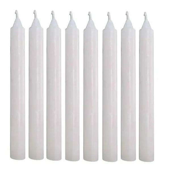 Imagem de 16 Velas Palito 25cm Castiçal Brancas Grandes 100% Parafina