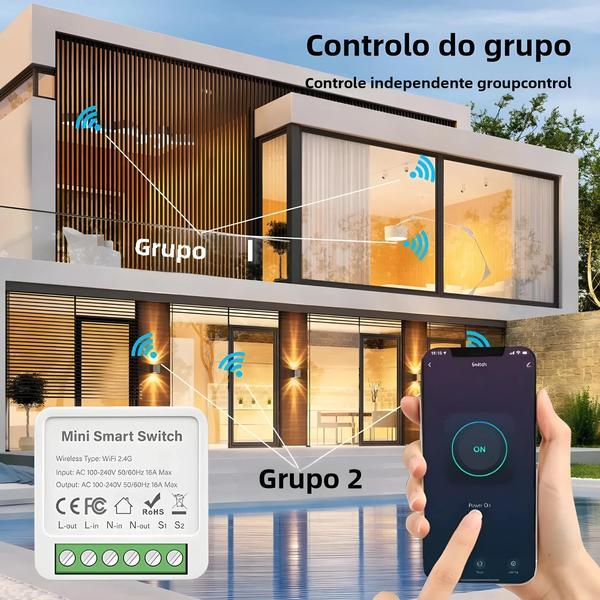 Imagem de 16A Wifi Mini Interruptor Inteligente DIY Interruptor De Luz Sem Fio Com Tuya Smart Life App Alexa