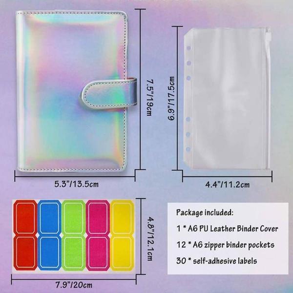 Imagem de 16pcs A6 Laser Colorful Loose-leaf Book, Cash Budget Book