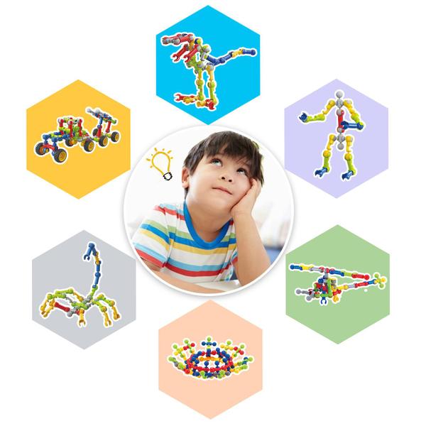 Imagem de 170 Pcs Brinquedos de Construção para Crianças Idades 4-8 com Armazenamento de Caixa de Brinquedos, Guia de Ideias, Blocos de Construção STEM Brinquedos para 3 4 5 6 7 8 9 Anos de Idade Atividade Creative Kids, Presentes de Natal para Meninos Meninas