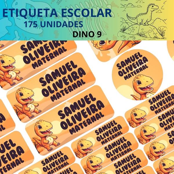 Imagem de 175 Etiquetas Escolares Personalizado Vinil Dinossauro