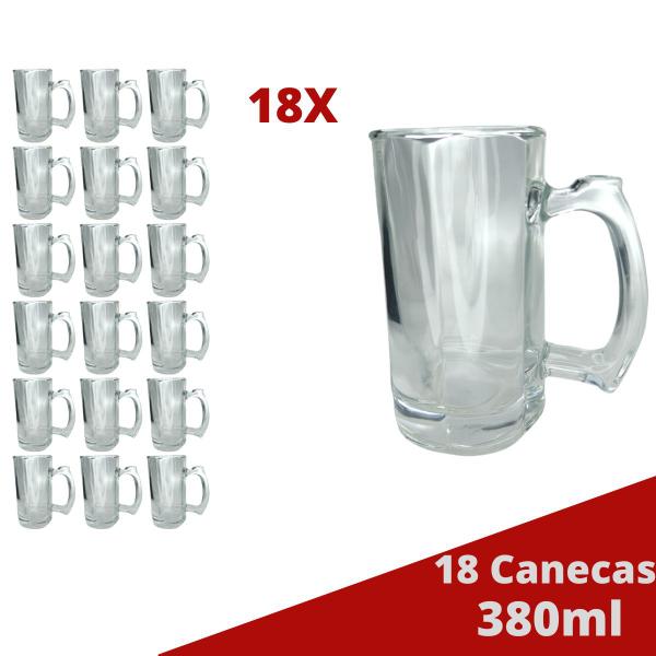 Imagem de 18 Caneca Vidro Grosso Congelável Cerveja e Chopp 380ML