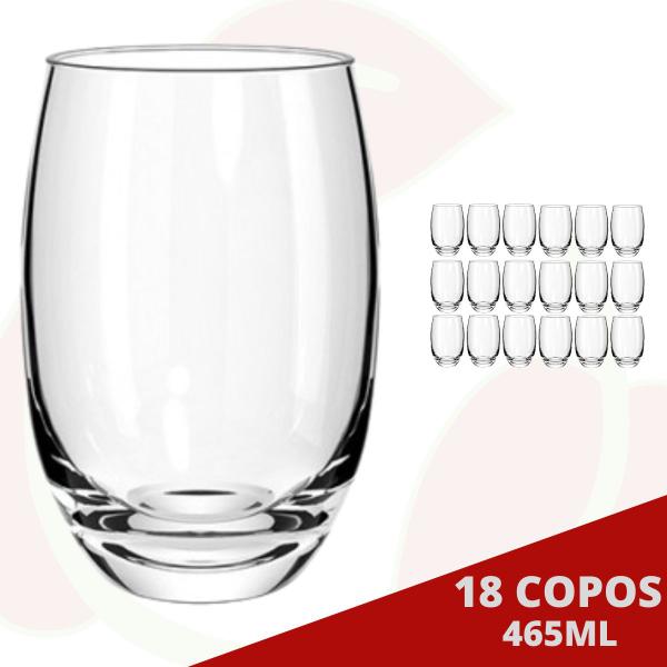 Imagem de 18 Copo de Vidro Aruba Redondo 465ML Suco Água Drinks Nadir