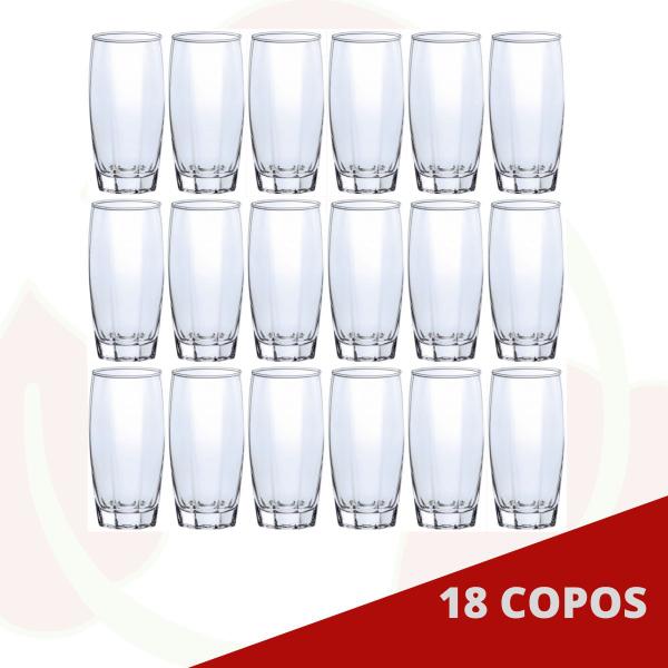 Imagem de 18 Copo de Vidro Florence 370ML Transparente LongDrink Bebidas