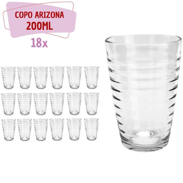 Imagem de 18 Copos de Vidro Transparente 200ML Arizona Luxo