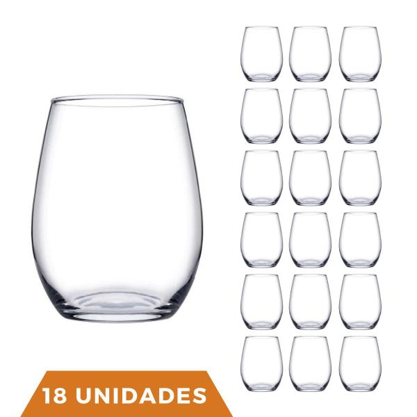 Imagem de 18 Copos De Vidro Transparente Redondo Amber Pasabahçe 440ml