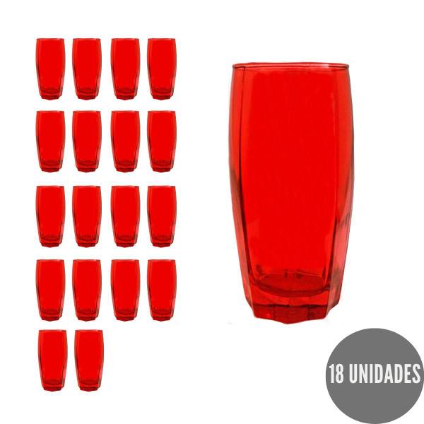 Imagem de 18 Copos Florida 370ml Vermelho Alta Qualidade Agua Luxo