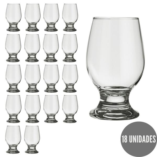 Imagem de 18 Copos Paulista 250ml Nadir Vidro Transparente Drinks Luxo