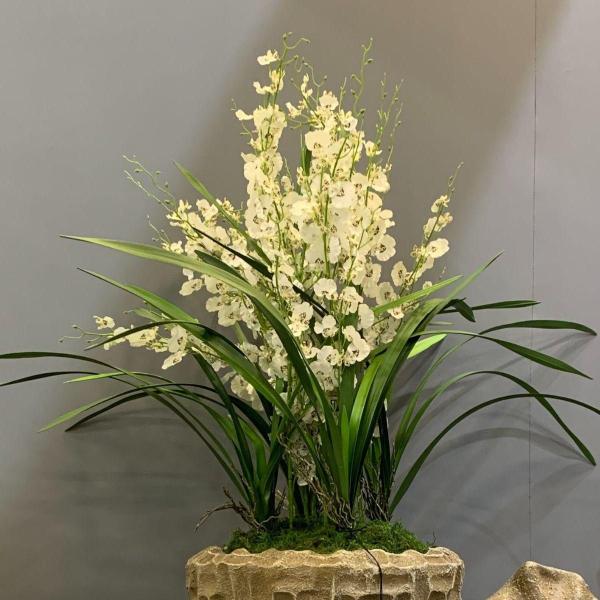 Imagem de 18 Galhos de orquídea artificial sapatinho delicada e encantadora pronta para uso Flor Decorativa - DE8855