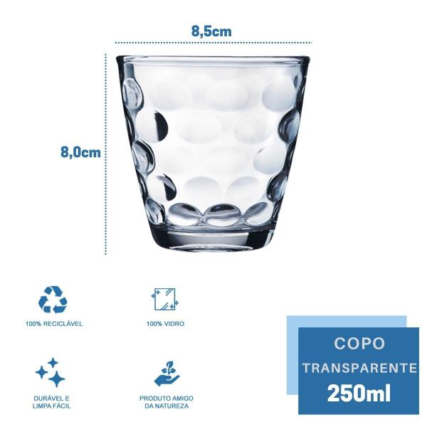 Imagem de 18 Peças Copos Vidro Transparente Redondo Bangkok 250ML Água