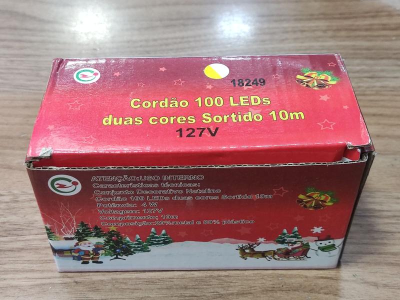 Imagem de 18249 Cordão 100 LEDs duas cores Sortido 10m 127V