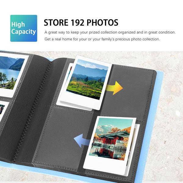 Imagem de 192 Fotos Álbum para Fujifilm Instax Mini Camera, 2x3 Photo Album Book for Fujifilm Instax Mini 11 9 90 70 40 8 Instant Camera, Polaroid Snap PIC-300 Z2300 Camera, Polaroid 2"x3" ZINK Pictures,IceBlue