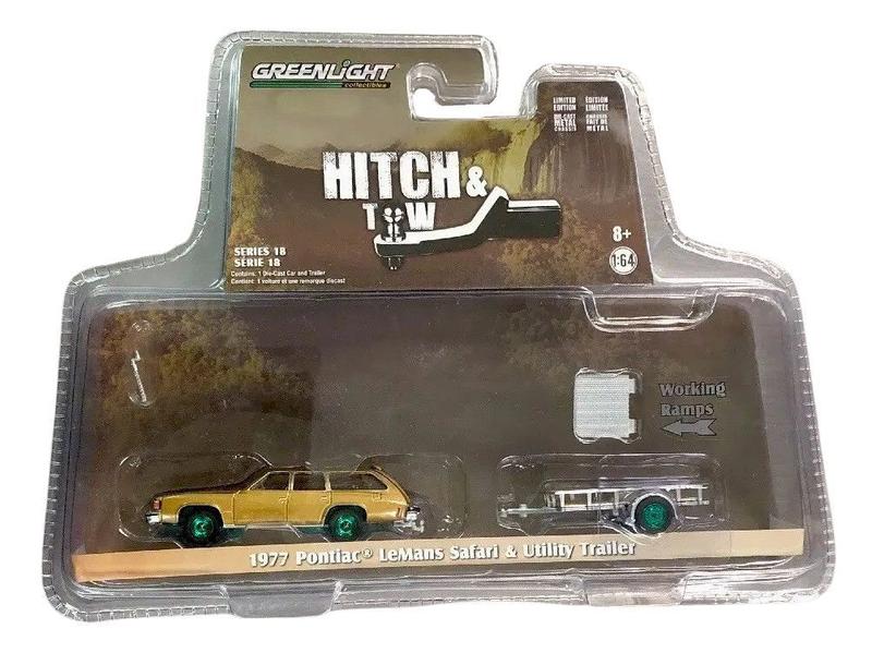 Imagem de 1977 Pontiac LeMans Safari - Utility Trailer - Hitch Tow - Serie 18 - 1/64 - Greenlight