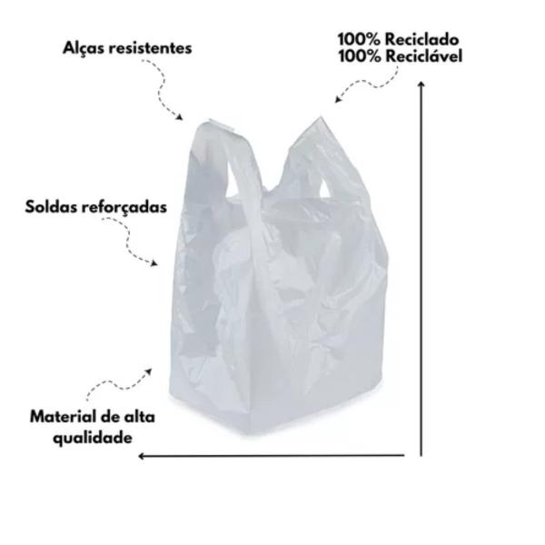 Imagem de 1KG Sacolas Plásticas Reciclada Reforçada Branca 30x40