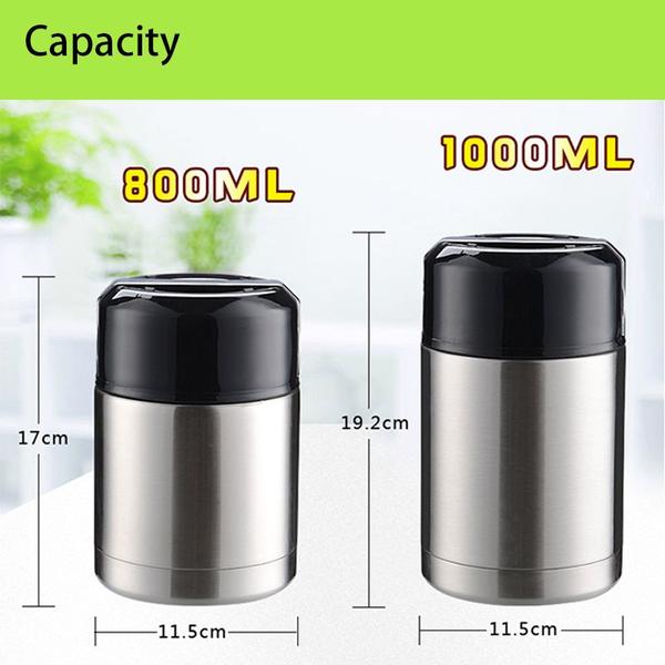 1pc 800ml prata De grande capacidade Termos de aço inoxidável vácuo de aço isolado recipiente de almoço térmico semiato isolado Jarra Desmascarada Boca Larga Lancheiras - HTTN Imagem de 1pc 800ml prata De grande capacidade Termos de aço inoxidável vácuo de aço isolado recipiente de almoço térmico semiato isolado Jarra Desmascarada Boca Larga Lancheiras