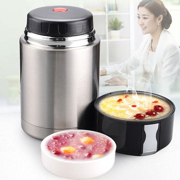 1pc 800ml prata De grande capacidade Termos de aço inoxidável vácuo de aço isolado recipiente de almoço térmico semiato isolado Jarra Desmascarada Boca Larga Lancheiras - HTTN Imagem de 1pc 800ml prata De grande capacidade Termos de aço inoxidável vácuo de aço isolado recipiente de almoço térmico semiato isolado Jarra Desmascarada Boca Larga Lancheiras