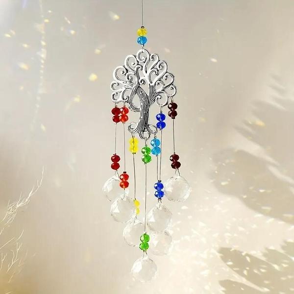 Imagem de 1pc, Crystal Ball Pendant Life Tree Pendant, Janela Pendant Decoração Do Jardim