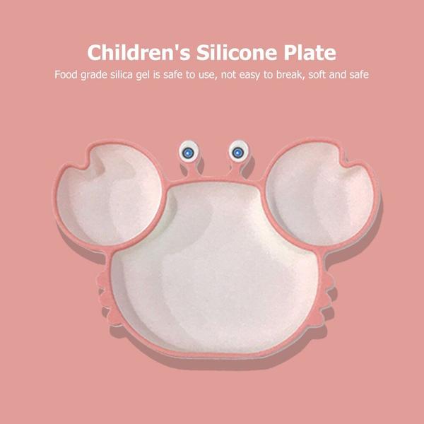 Imagem de 1PC Prato de jantar de caranguejo infantil de silicone de grau alimentar, com