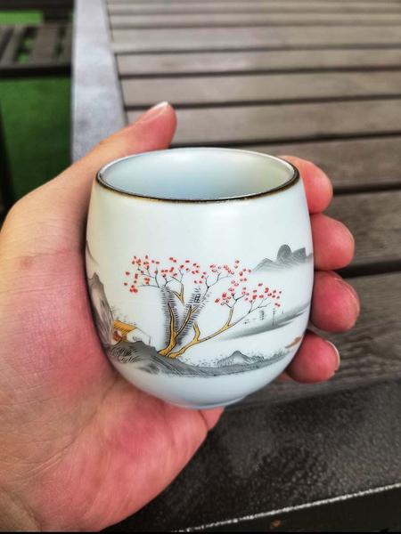 Imagem de 1pcs China Ceramic Tea Cup White Porcelana Kung Fu Cups Pottery With Handle Drinkware Wine Coffee Coffee Teacup  Xícaras de chá