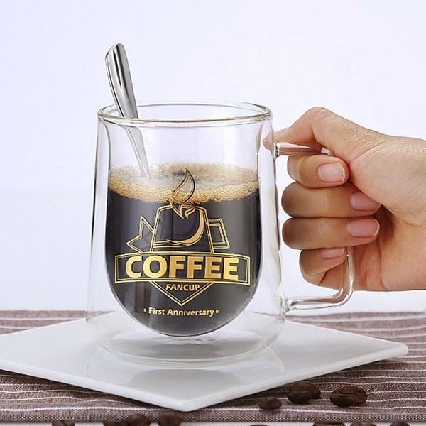 Imagem de 1Pcs Moda Alta Qualidade 300mL Double Wall Mug Office Canecas Isolamento térmico Duplo Café Caneca Café Copo Drinkware Canecas (branco)