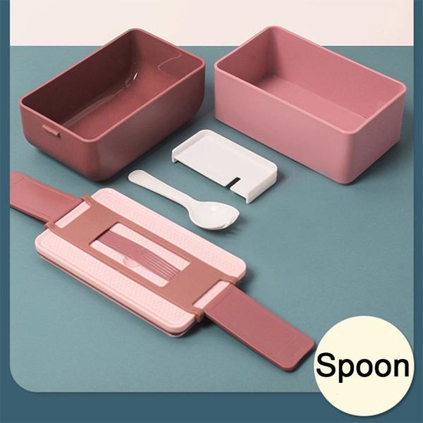 Imagem de 1PCS Office Lunch Box Estudante Micro-ondas Dinnerware Double Layer Bento Box Portátil Saudável com Recipiente de Armazenamento de Alimentos de Louça Lancheiras