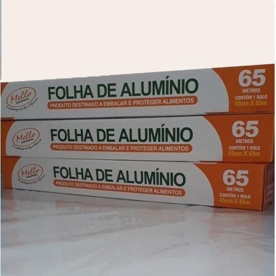 Imagem de 1rolo Papel Alumínio Rolo 45cmx65mt Mello Assados Cozinha