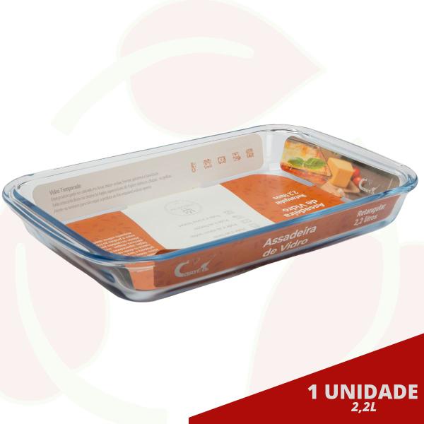 Imagem de 1UNI Assadeira Retangular 2,2L Média Saladeira Forno Microondas