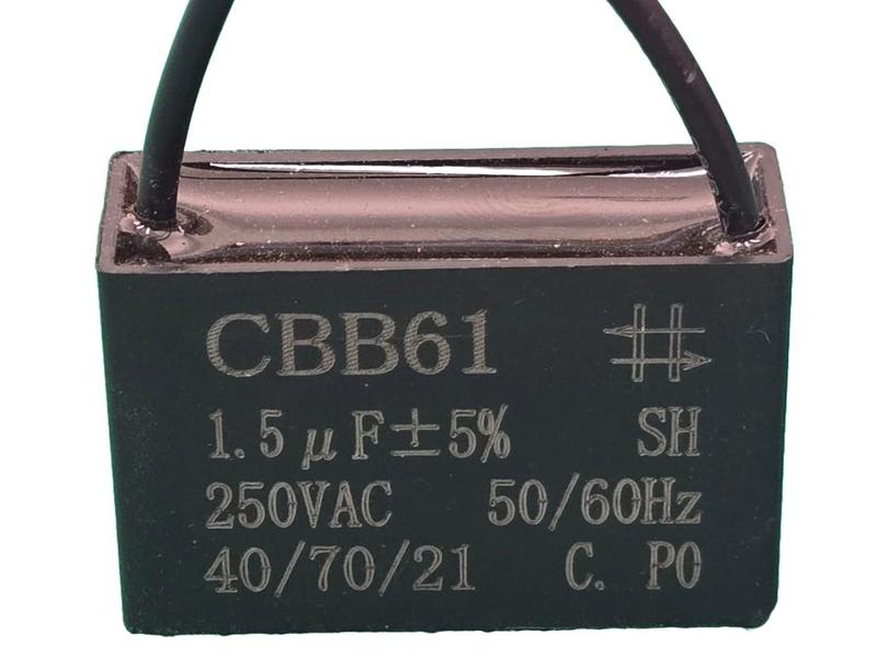 Imagem de 1x Capacitor Partida 1,5uf/250v Fio 37x18x29mm Cbb61