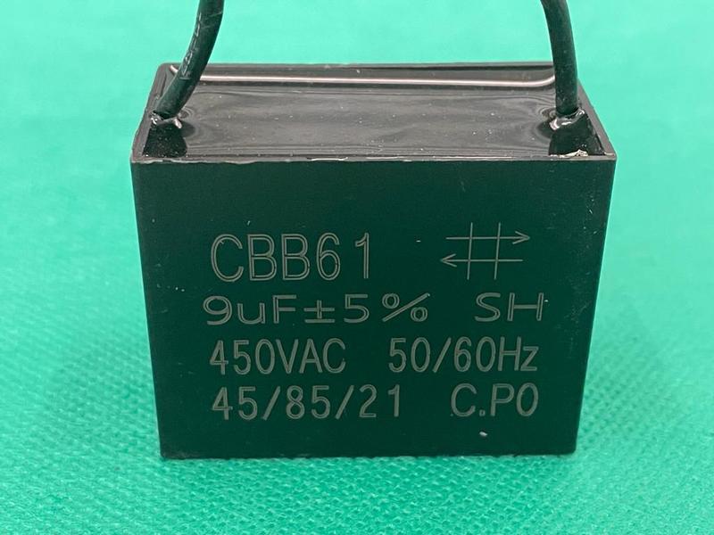 Imagem de 1x Capacitor Partida 9uf/450v Fio 48x26x38mm Cbb61