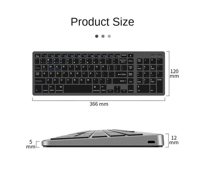 Imagem de 2.4G+ Bluetooth 5.0 o terceiro teclado simulado 102 chave dois zonas tablet wireless teclado,Silver