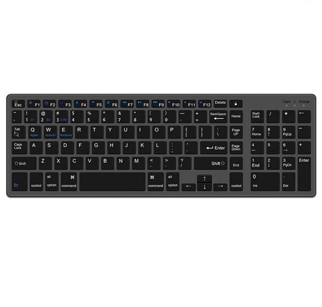 Imagem de 2.4G+ Bluetooth 5.0 o terceiro teclado simulado 102 chave tablet portátil de duas zonas Teclado sem fio, Cinza