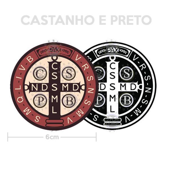 Imagem de 2 Adesivos Medalha de São Bento Castanho e Preto 6cm