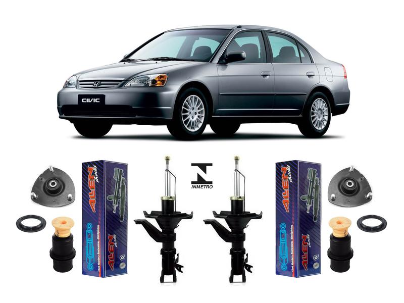 Imagem de 2 Amortecedor + Kit Batente Dianteiro Honda Civic 2001