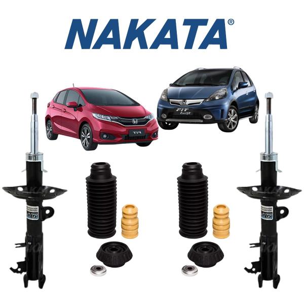 Imagem de 2 Amortecedor Nakata Dianteiro+Kit Coxim Original Fit 18 19