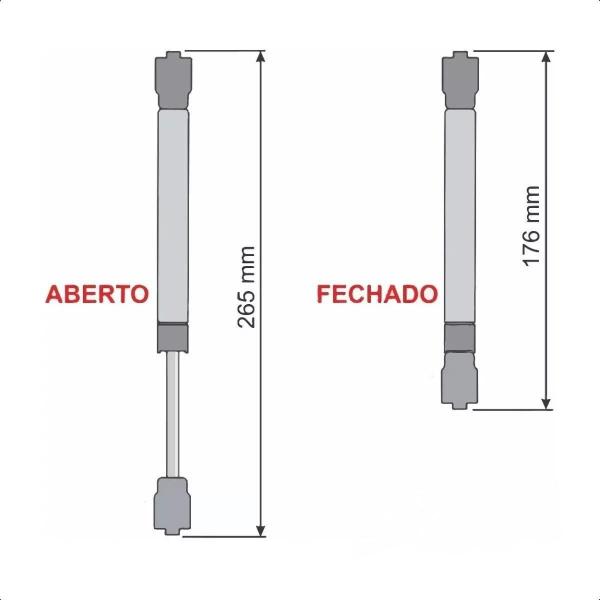 Imagem de 2 Amortecedor Porta Armário Pistão Gás 80N Capacidade 8Kg