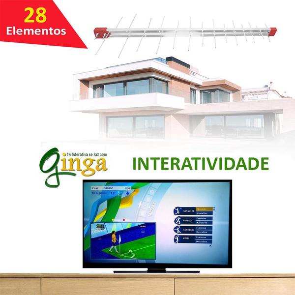 Imagem de 2 Antena TV Digital 4K Externa Full Hdtv Uhf Log 28 Elementos Capte