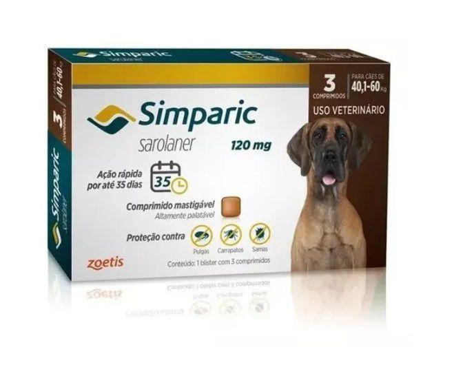 Imagem de 2 Antipulgas e Carrapatos Simparic 120mg Cães 40,1 A 60kg C/3 Comprimidos