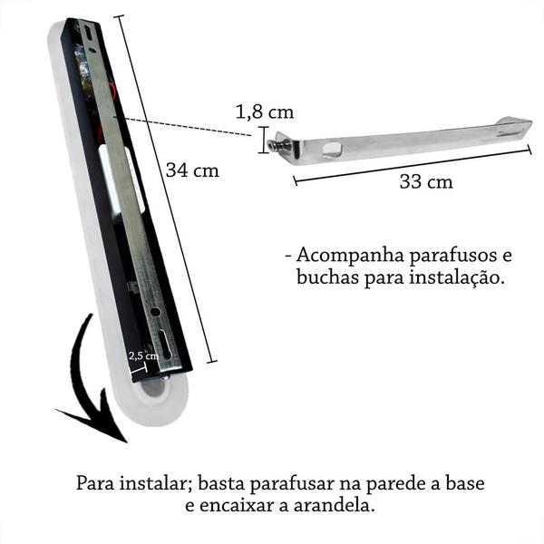 Imagem de 2 Arandela Acrilico Jateado Preto Cabeceira 40 Cm Lup97