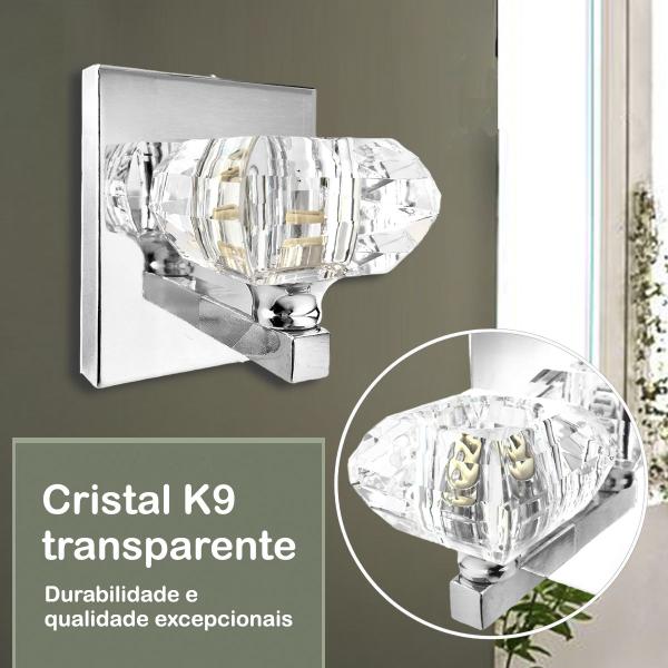 Imagem de 2 Arandela Cristal Cromado Cindy Banheiro Bet41 + Led