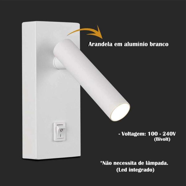 Imagem de 2 Arandela De Cabeceira Led Interruptor Foco Móvel Bet52