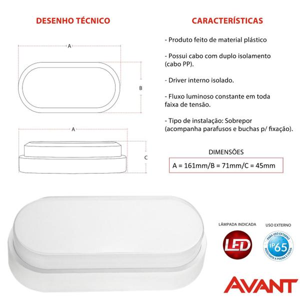 2 Arandela Tartaruga Led Branca Ip65 5w Branco Frio 6500k - Avant Imagem de 2 Arandela Tartaruga Led Branca Ip65 5w Branco Frio 6500k