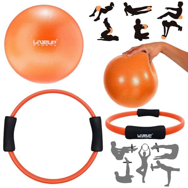 Imagem de 2 Arcos Anel Pilates Yoga Exercicios Treino + 2 Overball 25cm  Liveup Sports 