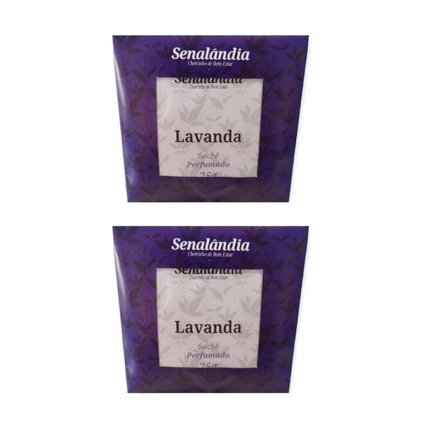 Imagem de 2 Aromatizador Carro de Lavanda Cheirinho Automotivo Sachê Perfumado 25g Marca Senalândia - Envio Já