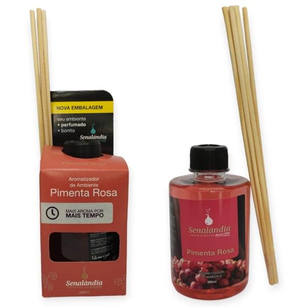 Imagem de 2 Aromatizador de Ambiente Senalândia Pimenta Rosa Difusor Vareta Perfume Casa Lar 280ml - Envio Já