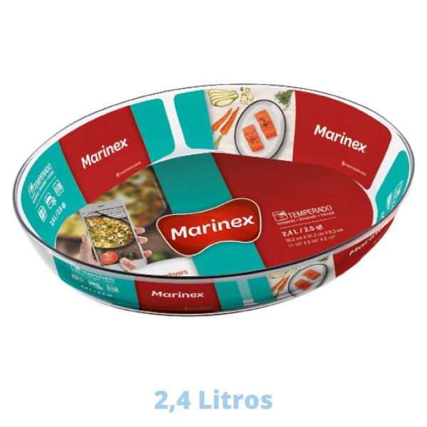 Imagem de 2 Assadeiras Oval Vidro 2,4 L Assados Costela Doces Marinex