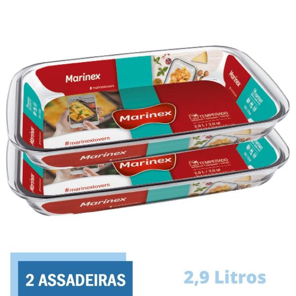 Imagem de 2 Assadeiras Travessas Vidro 2,9L Retangular Nadir Marinex