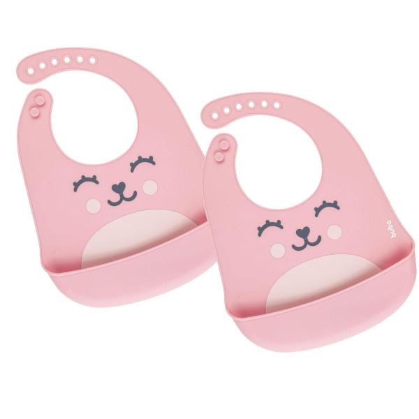 2 Babadores De Silicone Pega Migalhas Gumy Buba - Rosa Imagem de 2 Babadores De Silicone Pega Migalhas Gumy Buba - Rosa