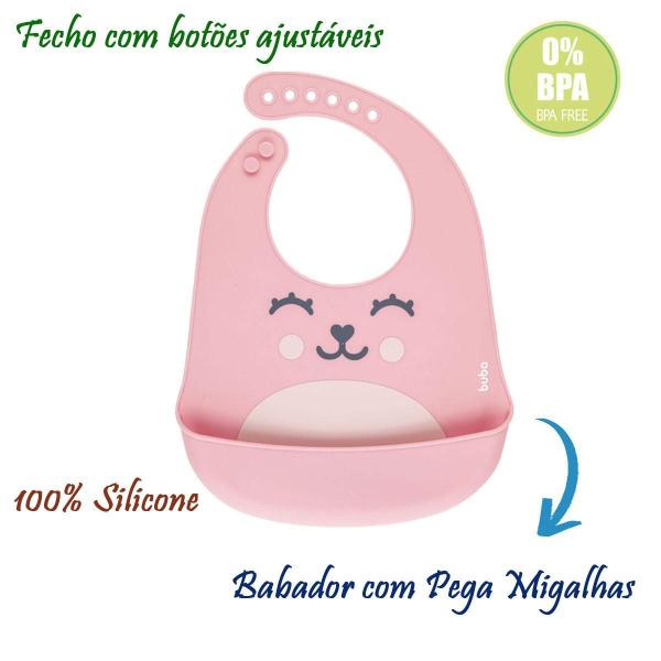 Imagem de 2 Babadores De Silicone Pega Migalhas Gumy Buba - Rosa