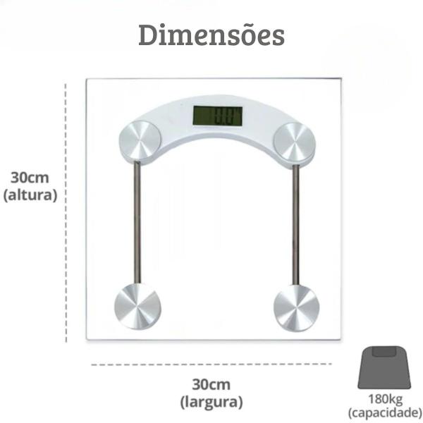 Imagem de 2 Balança Digital Vidro Temperado 180kg Banheiro Academia
